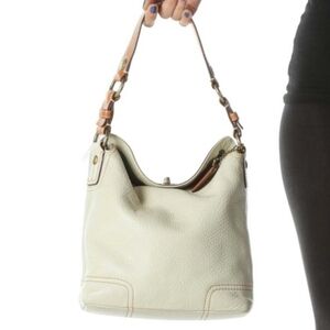Coach Cream Leather Slouch Turnlock Hobo Bag